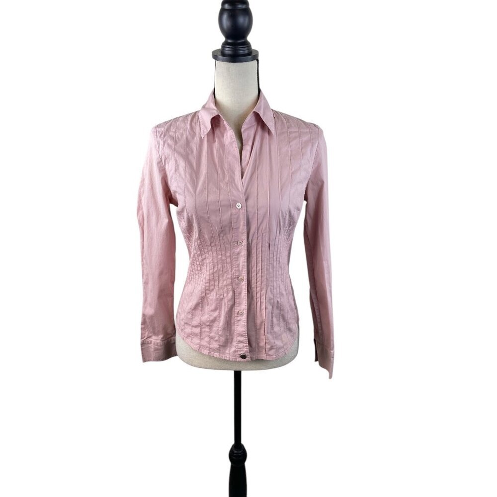 Ted Baker Pleated Button Front Long Sleeve Light Pink 2